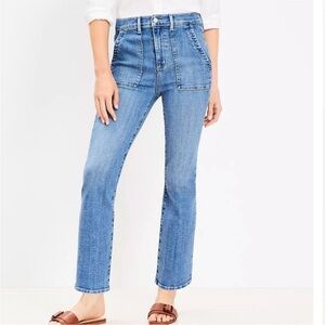 Loft Petite High Rise Kick Crop Utility Jeans